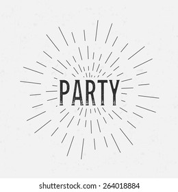 Abstract Creative concept vector design layout with text - party. For web and mobile icon isolated on background, art template, retro elements, logo, identity, labels, badge, ink, tag, card. 