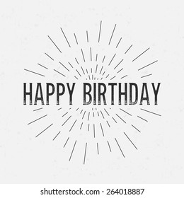 Abstract Creative concept vector design layout with text - happy birthday. For web and mobile icon isolated on background, art template, retro elements, logo, identity, labels, badge, ink, tag, card. 
