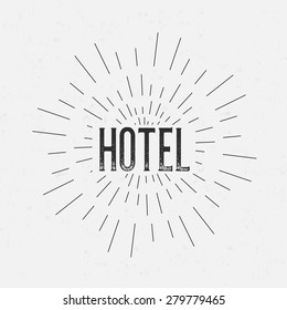 Abstract Creative concept vector design layout with text - hotel. For web and mobile icon isolated on background, art template, retro elements, logo, identity, labels, badge, ink, tag, card.