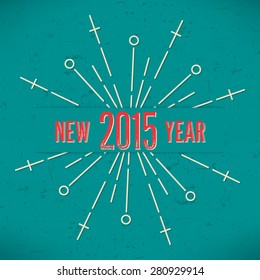 Abstract Creative concept vector design layout with text - New Year. For web and mobile icon isolated on background, art template, retro elements, logos, identity, labels, badge, ink, tag, old card.