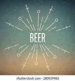 Abstract Creative concept vector design layout with text - beer. For web and mobile icon isolated on background, art template, retro elements, logos, identity, labels, badge, ink, tag, old card, logo.