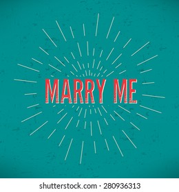 Abstract Creative concept vector design layout with text - marry me. For web and mobile icon isolated on background, art template, retro elements, logo, identity, labels, badge, ink, tag, card. 