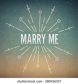 Abstract Creative concept vector design layout with text - marry me. For web and mobile icon isolated on background, art template, retro elements, logo, identity, labels, badge, ink, tag, card. 