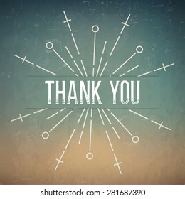 Abstract Creative concept vector design layout with text - thank you. For web and mobile icon isolated on background, art template, retro elements, logo, identity, labels, badge, ink, tag, card. 