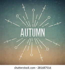 Abstract Creative concept vector design layout with text - autumn. For web and mobile icon isolated on background, art template, retro elements, logo, identity, labels, badge, ink, tag, card. 