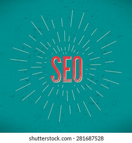 Abstract Creative concept vector design layout with text - seo. For web and mobile icon isolated on background, art template, retro elements, logo, identity, labels, badge, ink, tag, card. 