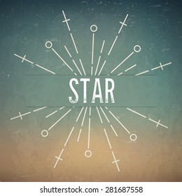 Abstract Creative concept vector design layout with text - star. For web and mobile icon isolated on background, art template, retro elements, logo, identity, labels, badge, ink, tag, card. 