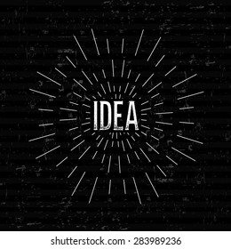 Abstract Creative concept vector design layout with text - idea. For web and mobile icon isolated on background, art template, retro elements, logos, identity, labels, badge, ink, tag, old card.