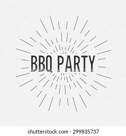 Abstract Creative concept vector design layout with text - bbq party. For web and mobile icon isolated on background, art template, retro elements, logos, identity, labels, badge, ink, tag, old card.