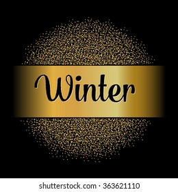 Abstract Creative concept vector design layout with text - winter. For web and mobile icon isolated on background, art template, retro elements, logo, identity, labels, badge, ink, tag, card. 