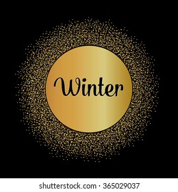 Abstract Creative concept vector design layout with text - winter. For web and mobile icon isolated on background, art template, retro elements, logo, identity, labels, badge, ink, tag, card. 