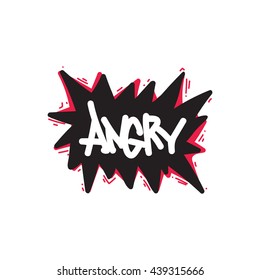 Abstract Creative concept vector design layout with text angry. For web, mobile icon isolated on white background, elements, logos, identity, labels, badge, card, t-shirts, poster