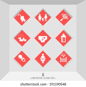Abstract Creative concept vector Flat Icon Set for Web and Mobile Applications