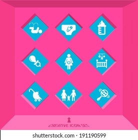 Abstract Creative concept vector Flat Icon Set for Web and Mobile Applications