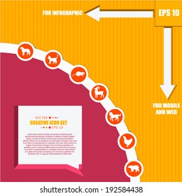 Abstract Creative concept vector Flat Icon Set for Web and Mobile Applications