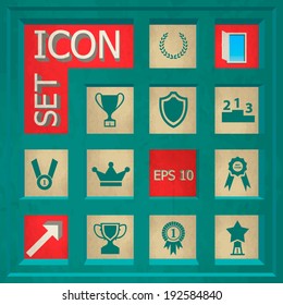 Abstract Creative concept vector Flat trophy and awards Icon Set for Web and Mobile Applications