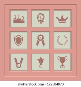 Abstract Creative concept vector Flat trophy and awards Icon Set for Web and Mobile Applications