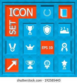 Abstract Creative concept vector Flat trophy and awards Icon Set for Web and Mobile Applications