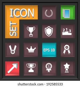 Abstract Creative concept vector Flat trophy and awards Icon Set for Web and Mobile Applications