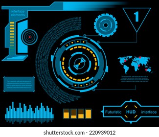 Abstract creative concept vector futuristic blue virtual graphic touch user interface HUD. For web, site, mobile applications isolated on black background, illustration, design, business infographic.