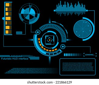 Abstract creative concept vector futuristic blue virtual graphic touch user interface HUD. For web, site, mobile applications isolated on black background, illustration, design, business infographic.