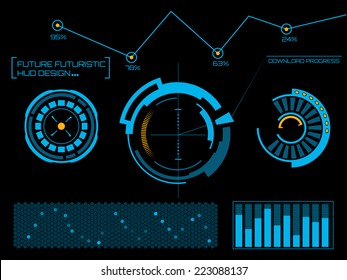 Abstract creative concept vector futuristic blue virtual graphic touch user interface HUD. For web, site, mobile applications isolated on black background, illustration, design, business infographic. 