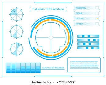 Abstract creative concept vector futuristic blue virtual graphic touch user interface HUD. For web, site, mobile applications isolated on white background, illustration, design, business infographic.