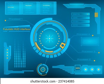 Abstract creative concept vector futuristic blue virtual graphic touch user interface HUD. For web, site, mobile applications isolated on black background, illustration, design, business infographic.