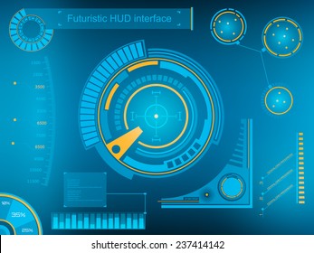 Abstract creative concept vector futuristic blue virtual graphic touch user interface HUD. For web, site, mobile applications isolated on black background, illustration, design, business infographic.