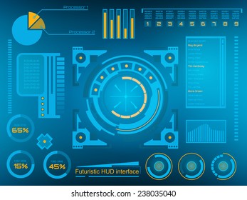 Abstract creative concept vector futuristic blue virtual graphic touch user interface HUD. For web, site, mobile applications isolated on black background, illustration, design, business infographic.
