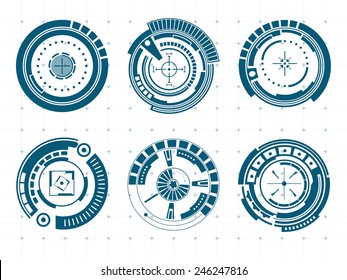 Abstract creative concept vector futuristic menu virtual graphic touch user interface HUD. For web, site, mobile application isolated on black background, illustration, ui design, business infographic