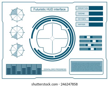 Abstract creative concept vector futuristic menu virtual graphic touch user interface HUD. For web, site, mobile application isolated on black background, illustration, ui design, business infographic