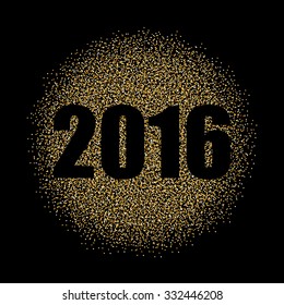 Abstract Creative concept vector gold New Year 2016 isolated on black background. For Web and Mobile Applications, art illustration template design, business infographic and social media, decoration.