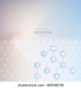 Abstract creative concept vector hexagon network with icon isolated on background for web, mobile App. Art illustration template design, seo business infographic, website, person profile.