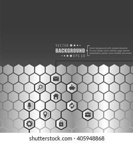 Abstract creative concept vector hexagon network with icon isolated on background for web, mobile App. Art illustration template design, seo business infographic, website, person profile.