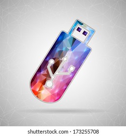 Abstract Creative concept vector icon of Usb for Web and Mobile Applications isolated on background. Vector illustration template design, Business infographic and social media, origami icons.