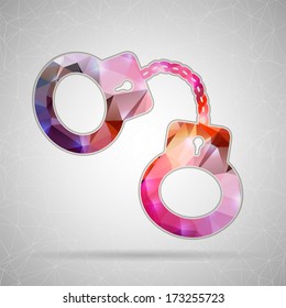 Abstract Creative concept vector icon of handcuffs for Web and Mobile Applications isolated on background. Vector illustration template design, Business infographic and social media, origami icons.