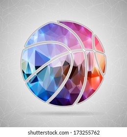 Abstract Creative concept vector icon of basket ball for Web and Mobile Applications isolated on background. Vector illustration template design, Business infographic and social media, origami icons.