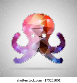 Abstract Creative concept vector icon of octopus for Web and Mobile Applications isolated on background. Vector illustration template design, Business infographic and social media, origami icons.