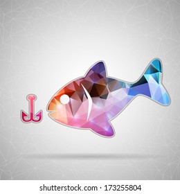 Abstract Creative concept vector icon of fishing for Web and Mobile Applications isolated on background. Vector illustration template design, Business infographic and social media, origami icons.