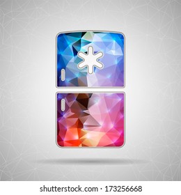 Abstract Creative concept vector icon of fridge for Web and Mobile Applications isolated on background. Vector illustration template design, Business infographic and social media, origami icons.