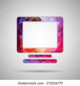 Abstract Creative concept vector icon of monitor for Web and Mobile Applications isolated on background. Vector illustration template design, Business infographic and social media, origami icons.