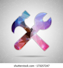 Abstract Creative concept vector icon of tools for Web and Mobile Applications isolated on background. Vector illustration template design, Business infographic and social media, origami icons.