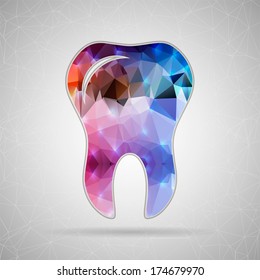 Abstract Creative concept vector icon of tooth for Web and Mobile Applications isolated on background. Vector illustration template design, Business infographic and social media, origami icons.