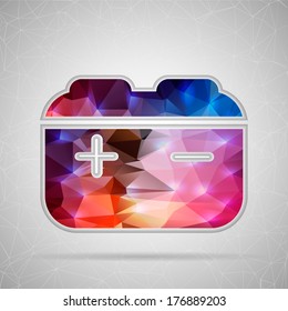 Abstract Creative concept vector icon of accumulator for Web and Mobile Applications isolated on background. Vector illustration template design, Business infographic and social media, origami icons.