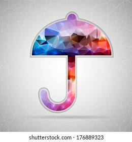 Abstract Creative concept vector icon of umbrella for Web and Mobile Applications isolated on background. Vector illustration template design, Business infographic and social media, origami icons.