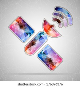 Abstract Creative concept vector icon of satellite for Web and Mobile Applications isolated on background. Vector illustration template design, Business infographic and social media, origami icons.