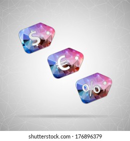Abstract Creative concept vector icon of price tag for Web and Mobile Applications isolated on background. Vector illustration template design, Business infographic and social media, origami icons.