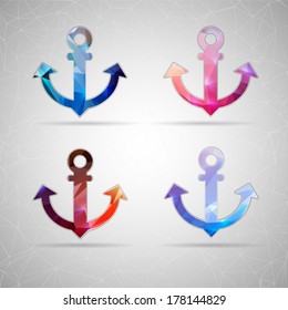 Abstract Creative concept vector icon of anchor for Web and Mobile Applications isolated on background. Vector illustration template design, Business infographic and social media, origami icons.