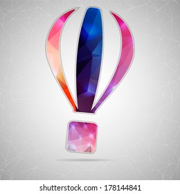 Abstract Creative concept vector icon of air balloon for Web and Mobile Applications isolated on background. Vector illustration template design, Business infographic and social media, origami icons.